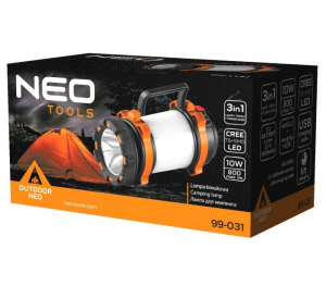 Neo Tools 99-031 Kempinglámpa akkus 3 funkciós 800lm CREE T6 + SMD LED powerbank funkció 10W